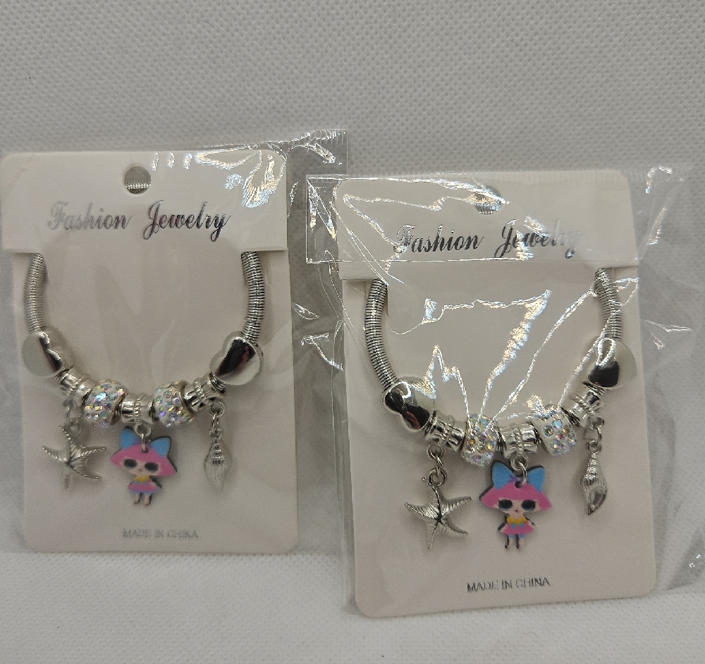 Silver Charm Bracelet with Star and Flower Accents